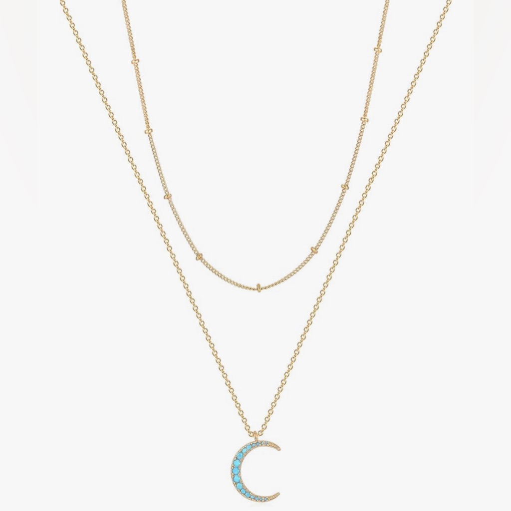 New Mevecco Layered Heart Necklace Pendant Handmade 18k Gold Plated With Box.
